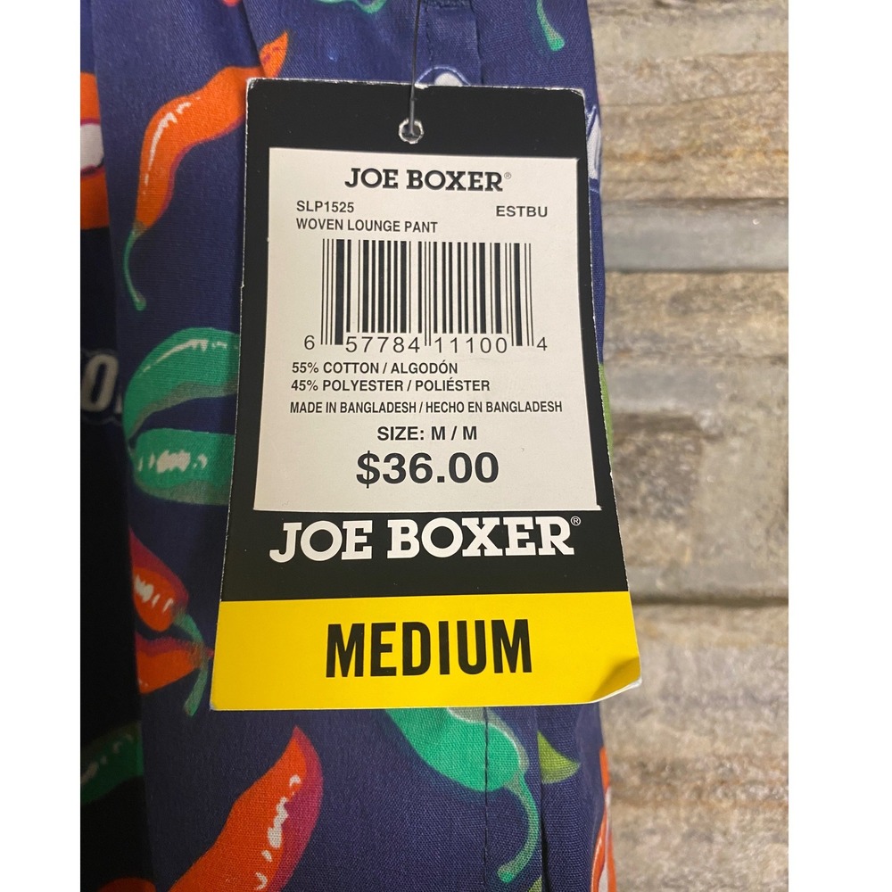 Joe Boxer Men's Woven Lounge Pants Chili Pepper Caution Print Medium NWT - Picture 2 of 5